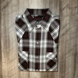 Plains Western Wear Plaid Long Sleeve Pearl Snap - Medium
